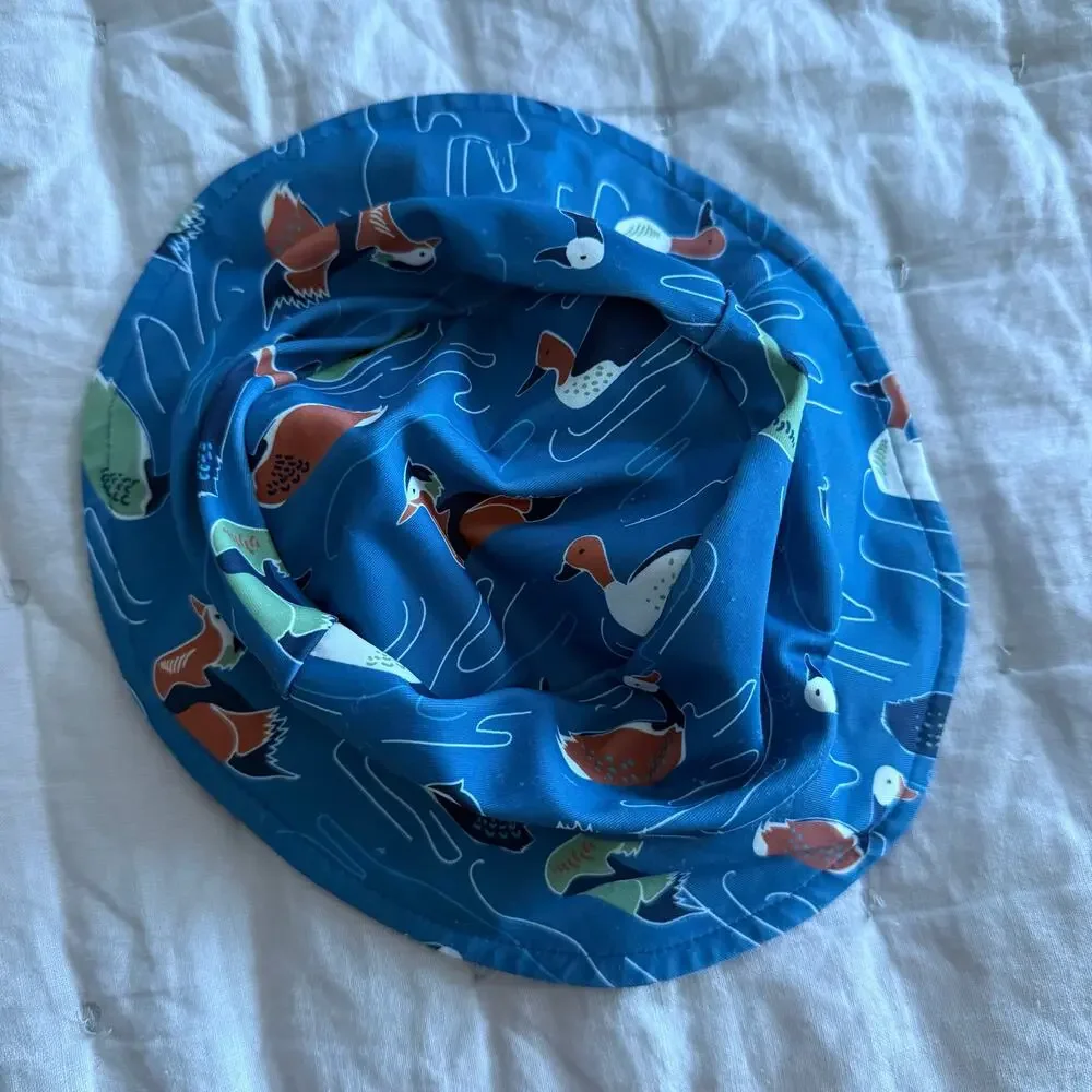 Mudpie Hat 3-6 Months Mud Pie Swim Summer Sun Chin Strap Duck Print Baby Boy